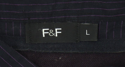 F&F Mens Black Cotton V-Neck Pullover Jumper Size L