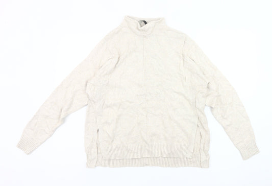 Oui Women's Beige Mock Neck Pullover Jumper Size 8 Cotton Blend Knit