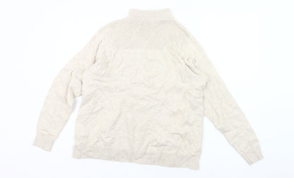 Oui Women's Beige Mock Neck Pullover Jumper Size 8 Cotton Blend Knit