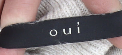 Oui Women's Beige Mock Neck Pullover Jumper Size 8 Cotton Blend Knit