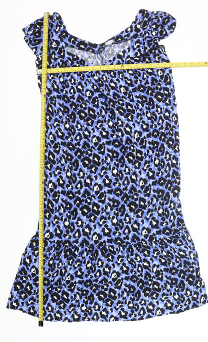 Papaya Women’s Blue Leopard Print Shift Dress Size 10