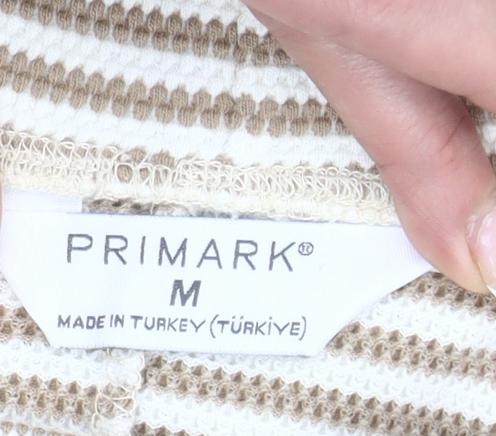 Primark Women Beige Striped Pencil Skirt Size M Knee Length
