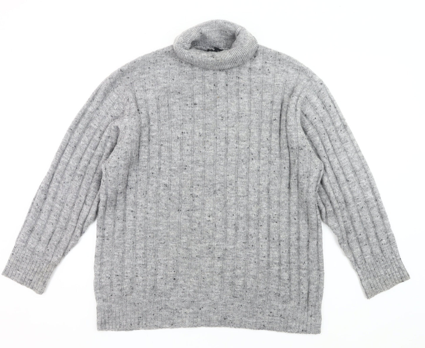 MNG Womens Grey Roll Neck Jumper Size 8 Wool Blend Pullover