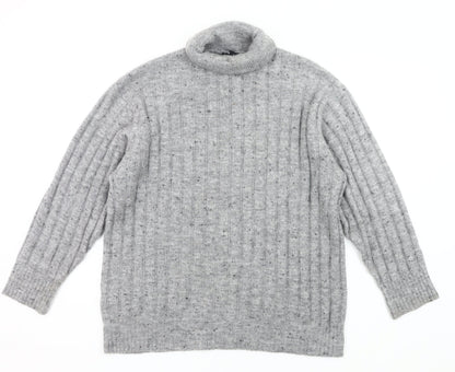 MNG Womens Grey Roll Neck Jumper Size 8 Wool Blend Pullover