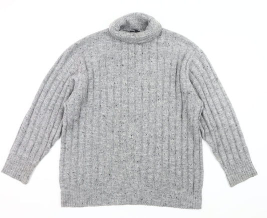 MNG Womens Grey Roll Neck Jumper Size 8 Wool Blend Pullover