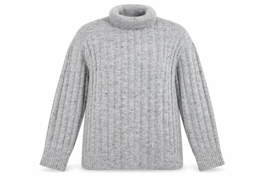 MNG Womens Grey Roll Neck Jumper Size 8 Wool Blend Pullover
