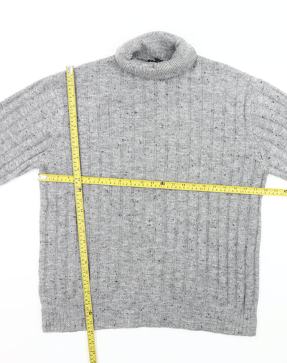 MNG Womens Grey Roll Neck Jumper Size 8 Wool Blend Pullover