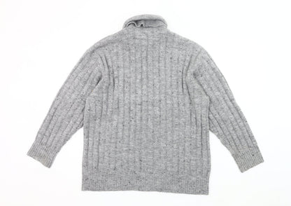 MNG Womens Grey Roll Neck Jumper Size 8 Wool Blend Pullover