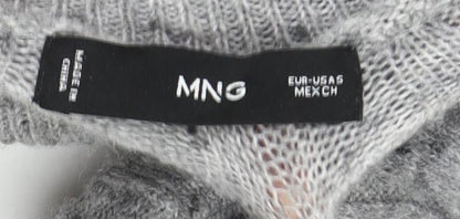 MNG Womens Grey Roll Neck Jumper Size 8 Wool Blend Pullover
