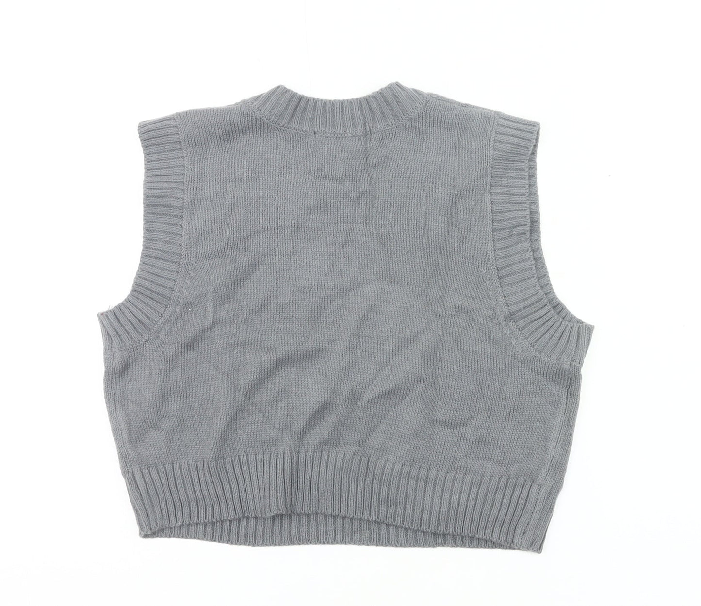 Missguided Women’s Grey Cable Knit Sleeveless Vest Jumper Size M