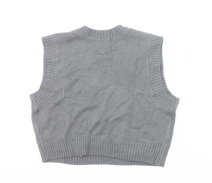 Missguided Women’s Grey Cable Knit Sleeveless Vest Jumper Size M