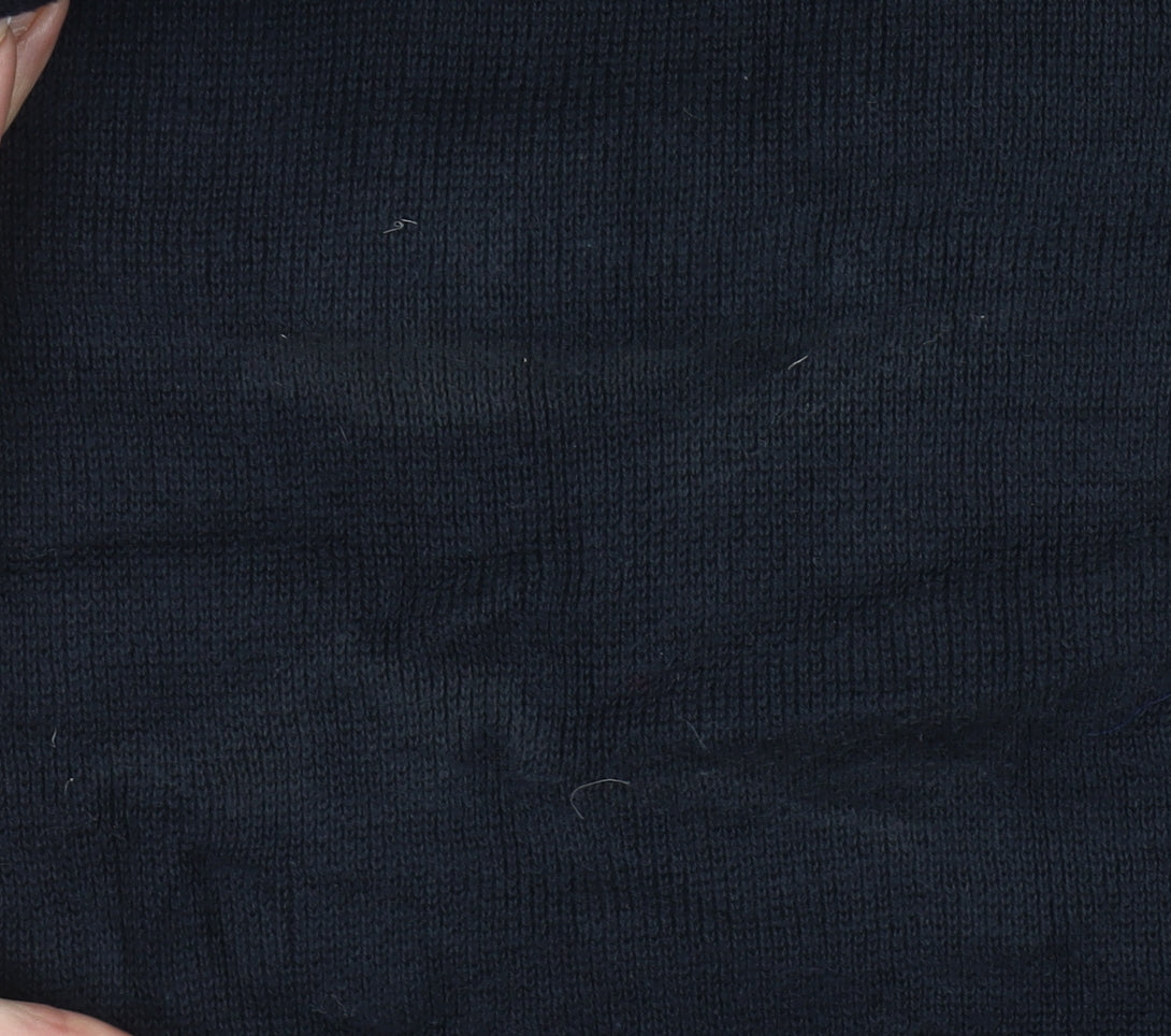 Marks and Spencer Men's Blue 2XL Cotton 1/4 Zip Mock Neck Jumper