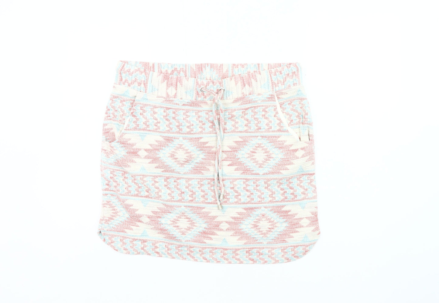 Next Womens Aztec Knit Skirt Pink Blue Beige Size 14 Casual