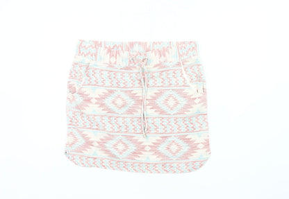 Next Womens Aztec Knit Skirt Pink Blue Beige Size 14 Casual