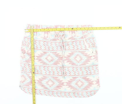 Next Womens Aztec Knit Skirt Pink Blue Beige Size 14 Casual