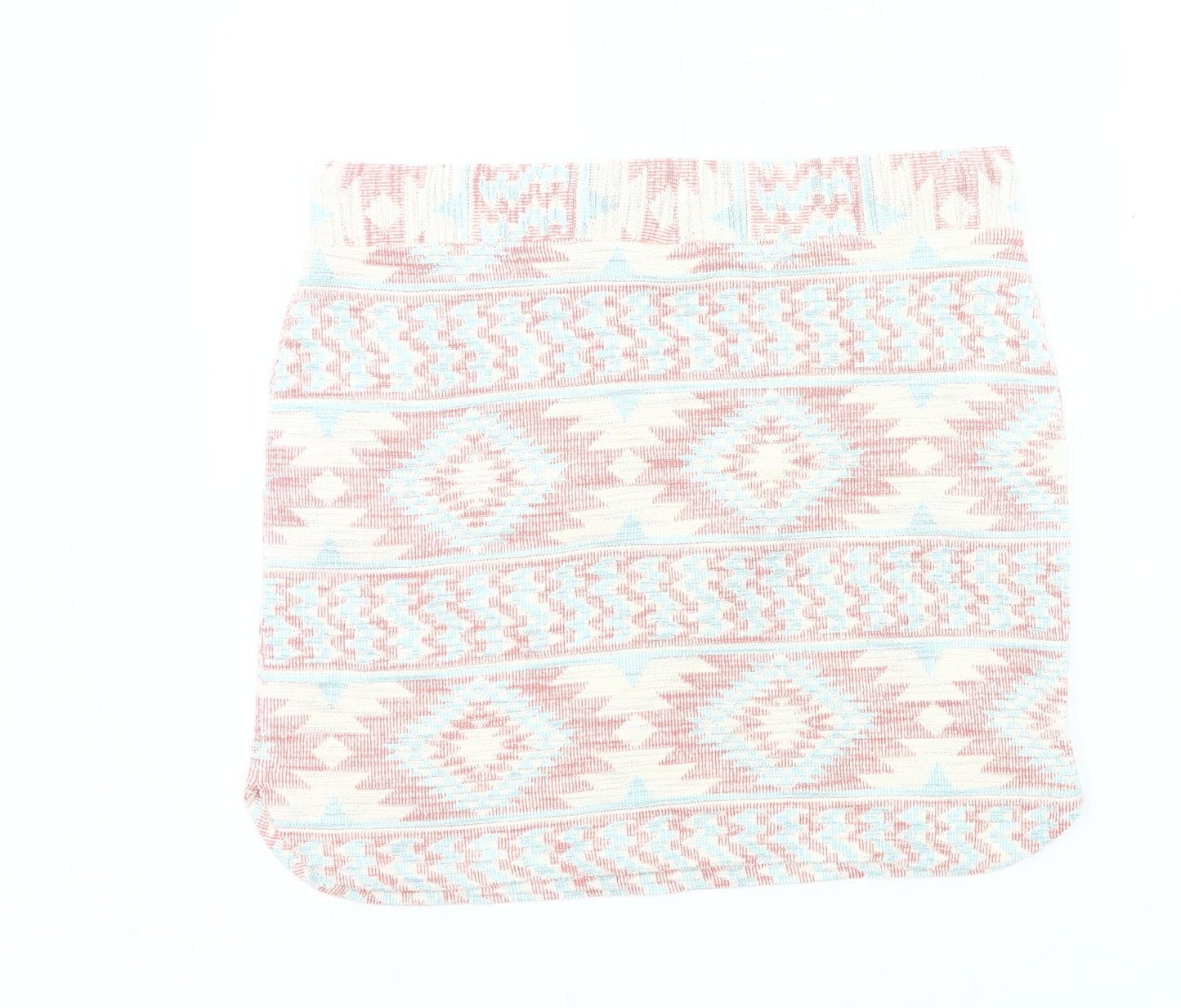 Next Womens Aztec Knit Skirt Pink Blue Beige Size 14 Casual