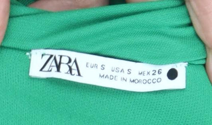 Zara Women Green Size 8 Midi Bodycon Dress Long Sleeve Party