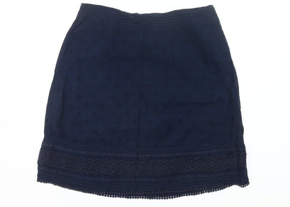 Fat Face Women’s Blue Cotton Lace Skirt Size 18 Knee Length