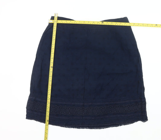 Fat Face Women’s Blue Cotton Lace Skirt Size 18 Knee Length