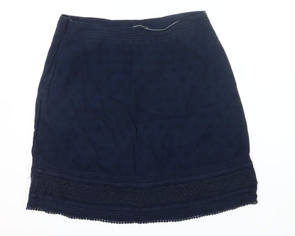 Fat Face Women’s Blue Cotton Lace Skirt Size 18 Knee Length