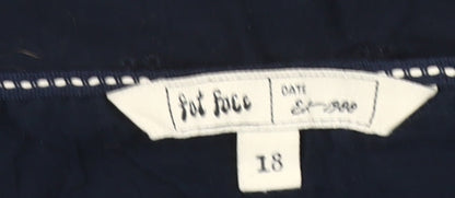 Fat Face Women’s Blue Cotton Lace Skirt Size 18 Knee Length