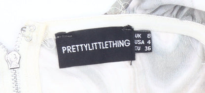 PrettyLittleThing Women’s Multicoloured Cropped Blouse Top UK 8