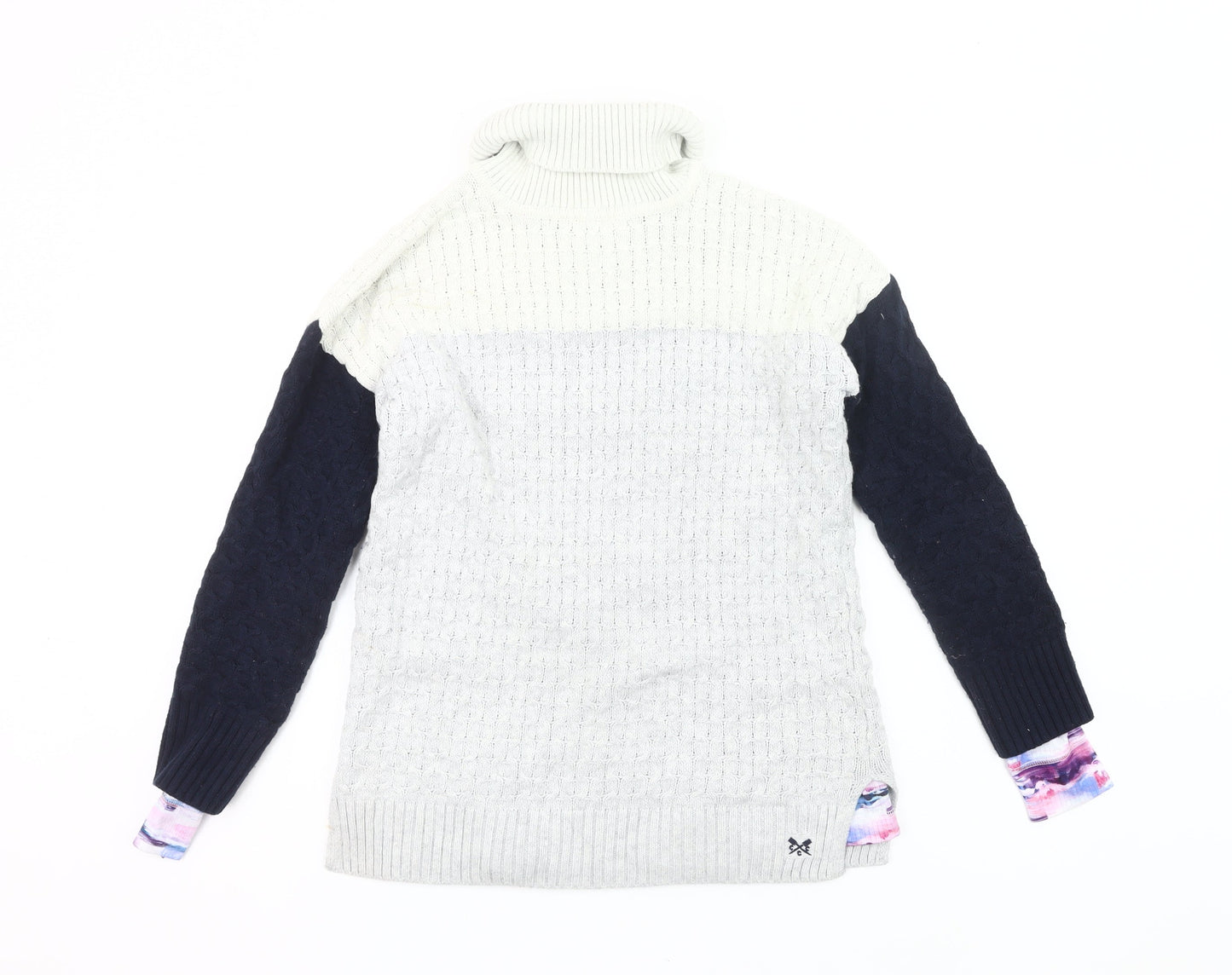 Crew Clothing Women’s Grey Roll Neck Cable-Knit Jumper Size 10