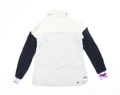Crew Clothing Women’s Grey Roll Neck Cable-Knit Jumper Size 10