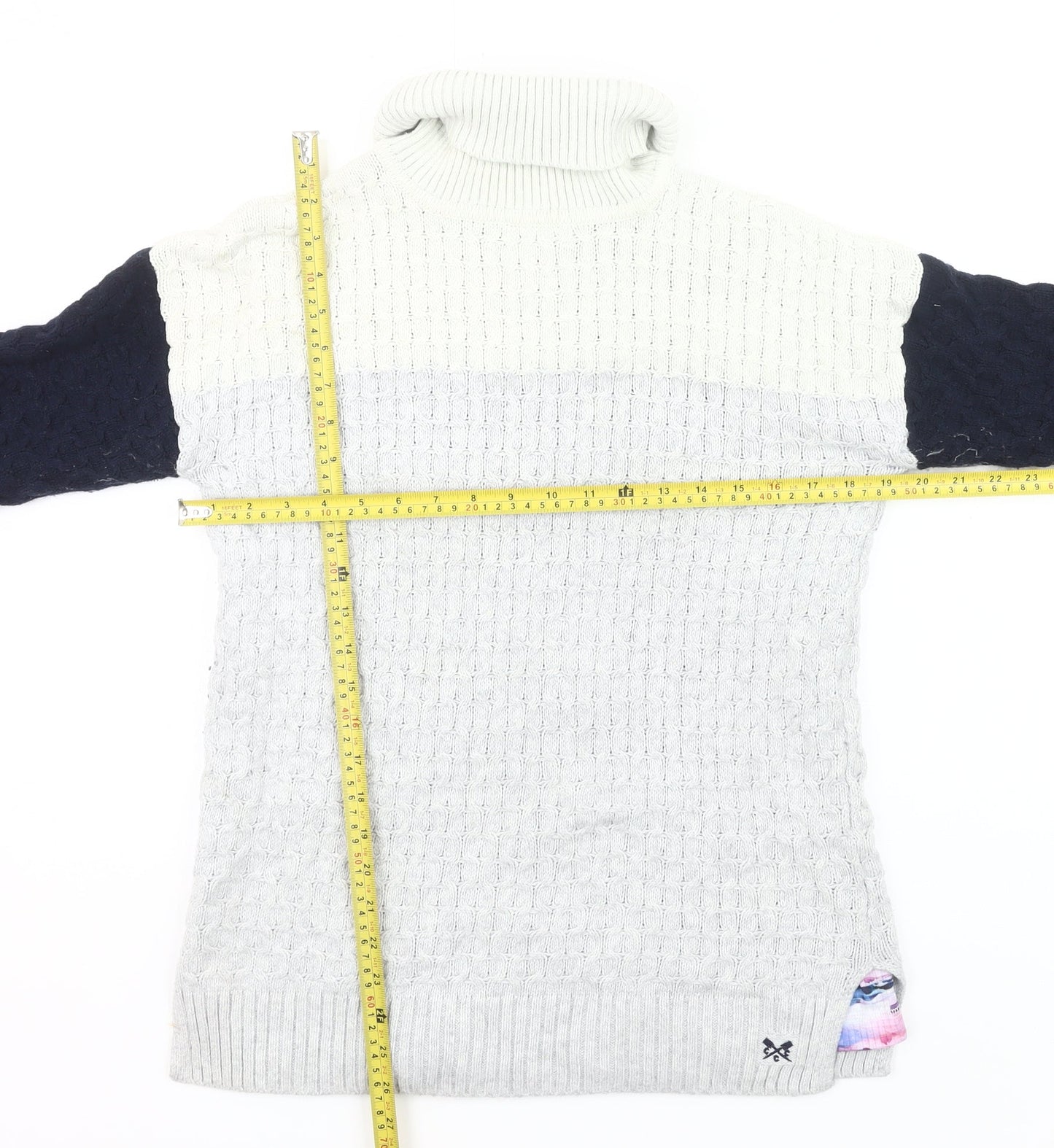 Crew Clothing Women’s Grey Roll Neck Cable-Knit Jumper Size 10