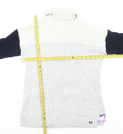 Crew Clothing Women’s Grey Roll Neck Cable-Knit Jumper Size 10