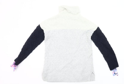 Crew Clothing Women’s Grey Roll Neck Cable-Knit Jumper Size 10