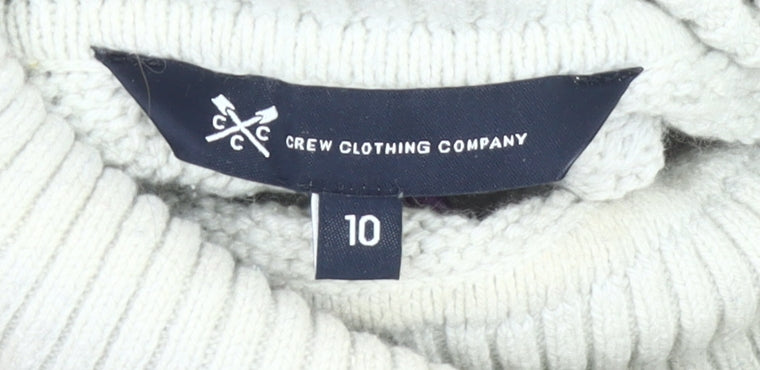 Crew Clothing Women’s Grey Roll Neck Cable-Knit Jumper Size 10