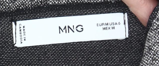 Mango Women’s Grey Bodycon Dress Size 10 Long Sleeve High Neck