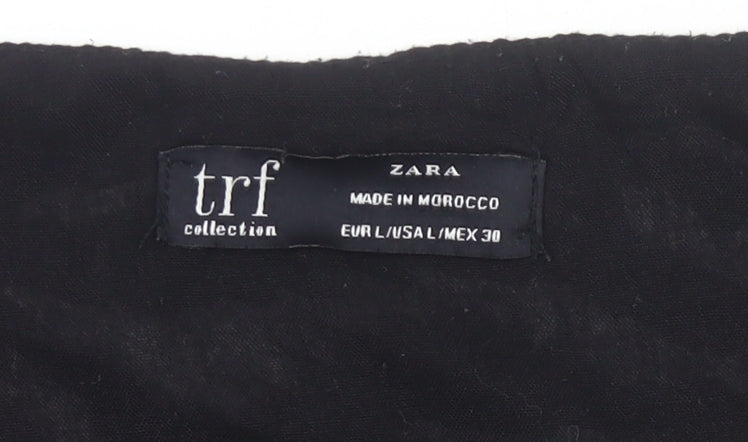 Zara Women Black Animal Print Wrap Dress Size 14 Long Sleeve