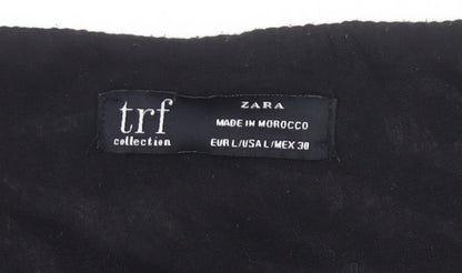 Zara Women Black Animal Print Wrap Dress Size 14 Long Sleeve