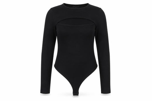 ASOS Women’s Black Long Sleeve Bodysuit UK 12 Cotton Stretch