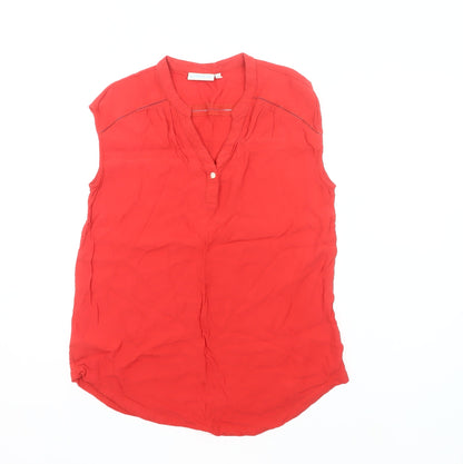JoJo Maman Bébé Women’s Red Sleeveless Viscose Henley Blouse Size S