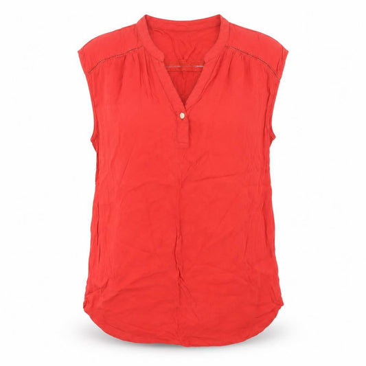 JoJo Maman Bébé Women’s Red Sleeveless Viscose Henley Blouse Size S
