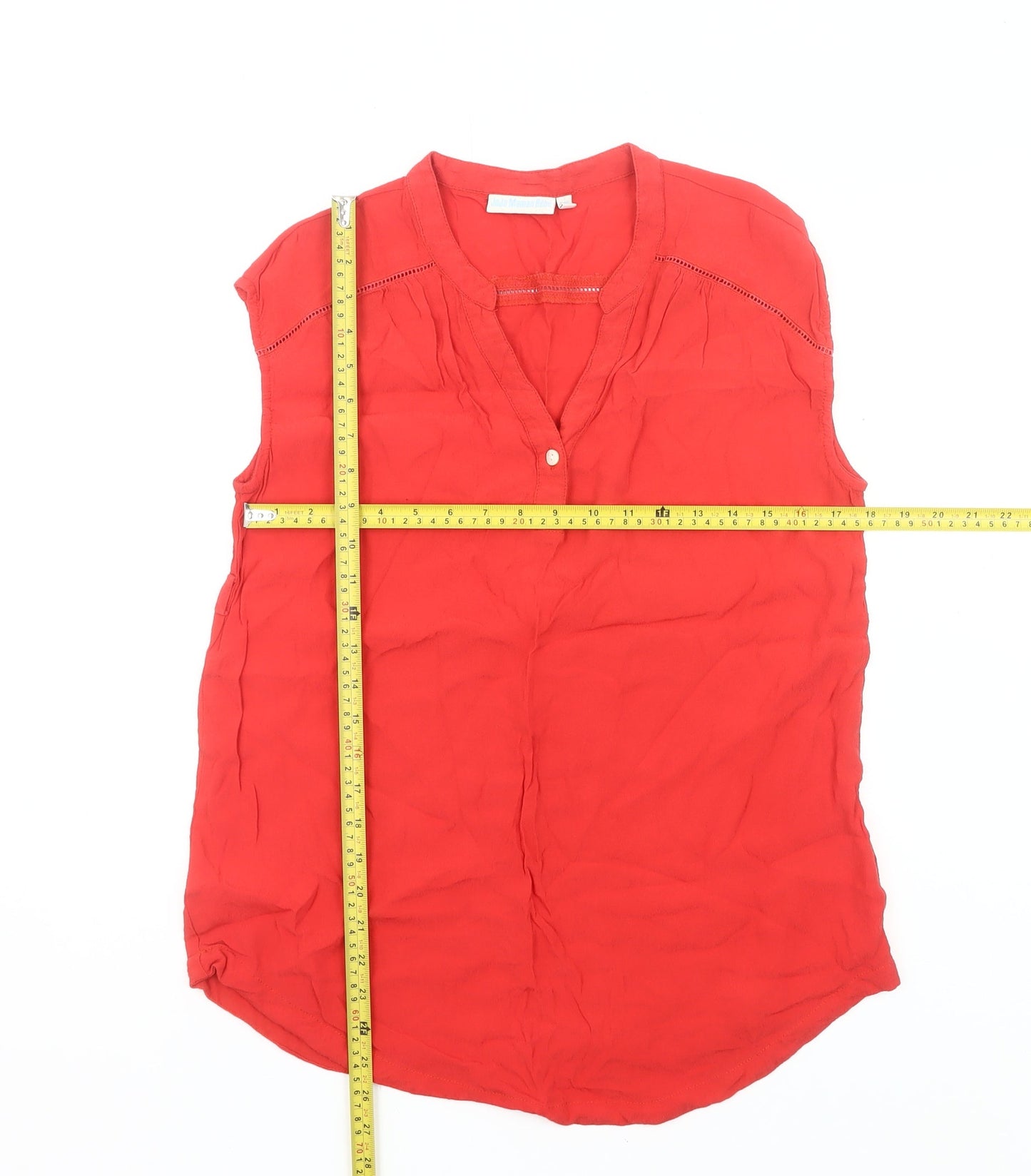 JoJo Maman Bébé Women’s Red Sleeveless Viscose Henley Blouse Size S