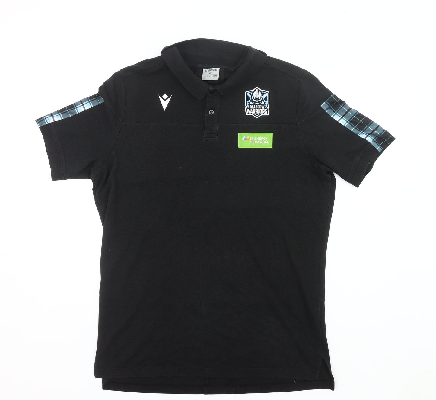 Macron Men’s Black Glasgow Warriors Polo Shirt 2XL Rugby Casual