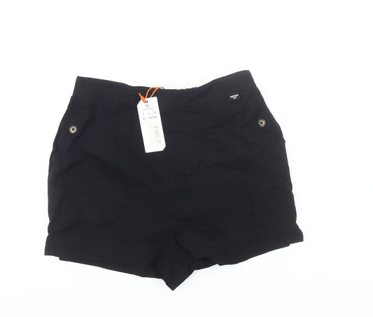 Superdry Womens Black Size 8 Casual Cotton Shorts