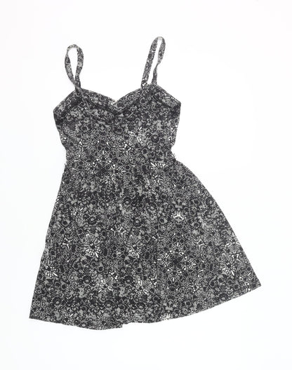 Topshop Women’s Black Floral Lace Short Slip Dress UK 12