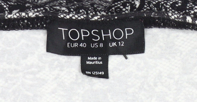 Topshop Women’s Black Floral Lace Short Slip Dress UK 12