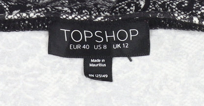 Topshop Women’s Black Floral Lace Short Slip Dress UK 12
