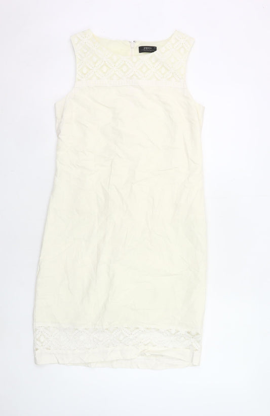 Additional front view of Papaya Women’s Ivory Sleeveless Sheath Knee Length Dress, size UK 8