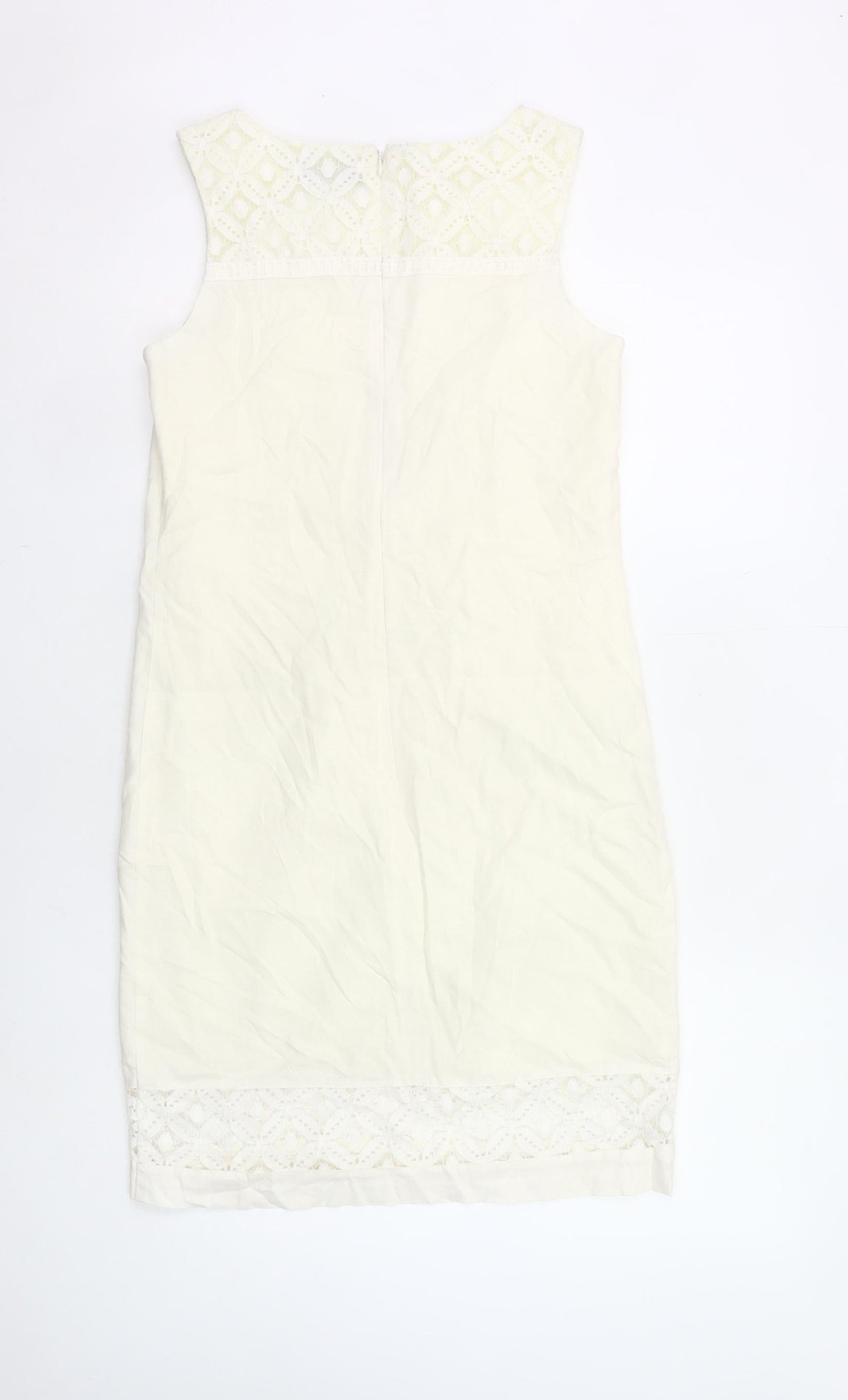 Papaya Women’s Ivory Sleeveless Sheath Knee Length Dress Size 8