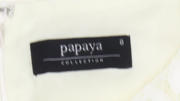 Papaya Women’s Ivory Sleeveless Sheath Knee Length Dress Size 8
