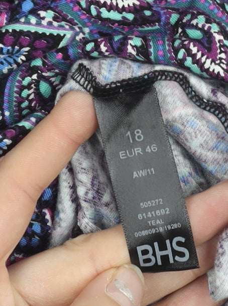 BHS Women’s Multicoloured Paisley Shift Dress Size 18 Viscose