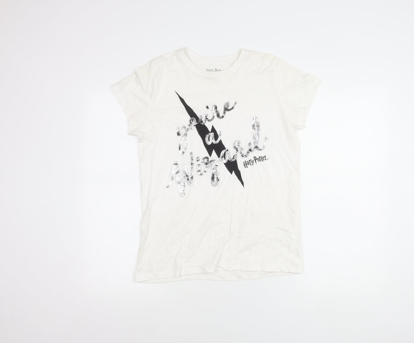 Harry Potter Women White T-Shirt Size 10 Short Sleeve Cotton
