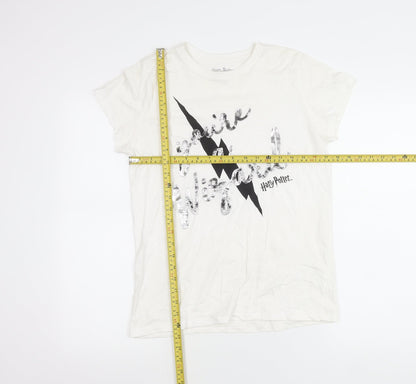 Harry Potter Women White T-Shirt Size 10 Short Sleeve Cotton